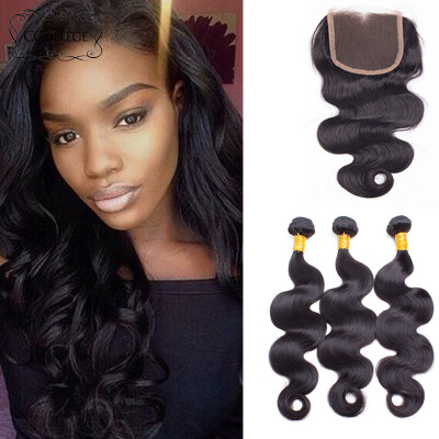 

8A CCollege Peruvian Virgin Hair With Closure 3 Bundles Peerless Peruvian Body Wave With Closure 8-28 inch Human Hair With Closure