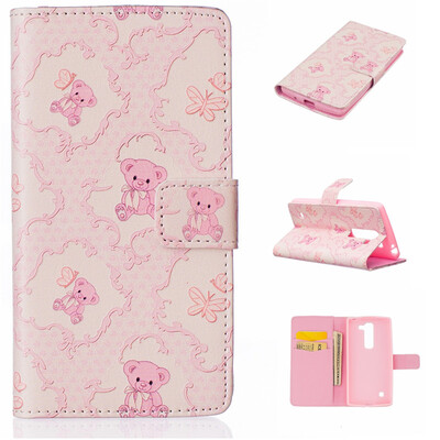 

Little bear Design PU Leather Flip Cover Wallet Card Holder Case for LG Magna H502