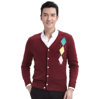 

Aston Knitwear Men's Cardigan Colorful Long Sleeve Slim V-Neck Sweater Neck Red 175 /  A4090060