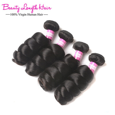 

Peruvian Virgin Hair Loose Wave 4 Bundles Natural Black Human Hair Extensions Peruvian Loose Curly Virgin Hair