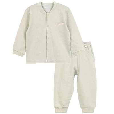 

Xin Song baby color cotton cardigan suit newborn spring&autumn color cotton underwear jacket pants suit natural green C290D73