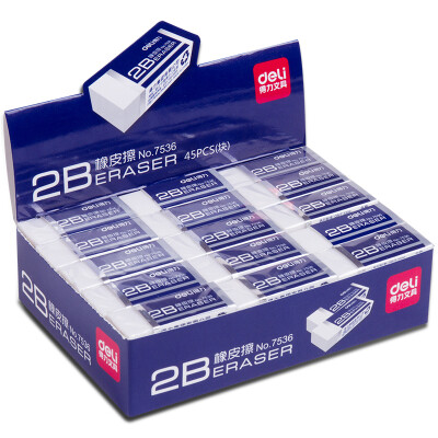 

(Deli) 7536 exam art office 2B eraser 45 loaded white 42 * 17 * 10mm / block