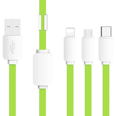 

Baseus) Type-C / Micro USB / Lightning interface three-in-one mobile phone data cable / charging line drag three multi-function data charging line grass green