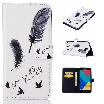 

Black plumes Design PU Leather Flip Cover Wallet Card Holder Case for SAMSUNG Galaxy A5 2016 A510