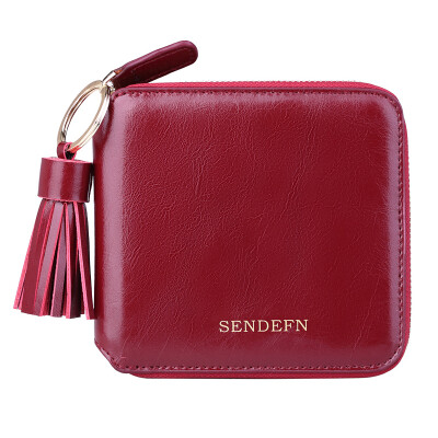 

SENDEFN) wallet short paragraph women's leather wallet Korean fashion simple zipper girl wallet 5036 purple