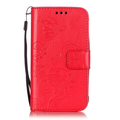 

Red Flower Design PU Leather Flip Cover Wallet Card Holder Case for SAMSUNG J1 ACE