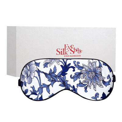 

Treasured silk sleep mask blindfold mulberry silk breathable unisex blue and white porcelain color