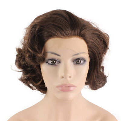 

Short Curly Brown Mix Synthetic Lace Front Stylish Wig