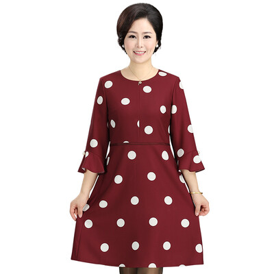 

FOMAMA 2017 spring section dress in the elderly women's big dot size ladies spring mother installed suit dress T7114T0026 red