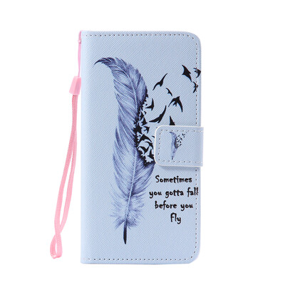 

Blue Feather Design Кожа PU откидной крышки Кошелек Карты Держатель чехол для SAMSUNG A510 A52016