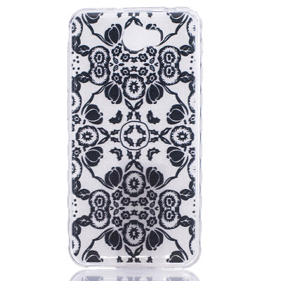 

Black flowers Pattern Soft Thin TPU Rubber Silicone Gel Case Cover for HUAWEI Y5 II