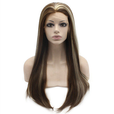 

Long Straight Brown Hightlight Natural Hand Tied Lace Front Wig