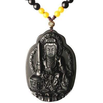 

Cinderella obsidian forehead Buddha pendant zodiac patron saint necklace amulet pendant Guanyin mascot female male black is a cow tiger virtual possession of the Buddha