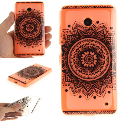 

Black mandala Pattern Soft Thin TPU Rubber Silicone Gel Case Cover for Nokia Lumia 630
