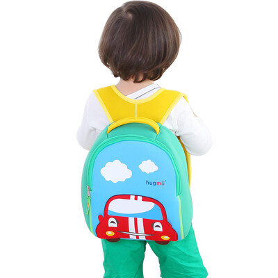 

hugmii kid kitten men and women cute cartoon kindergarten children bag blue car bag
