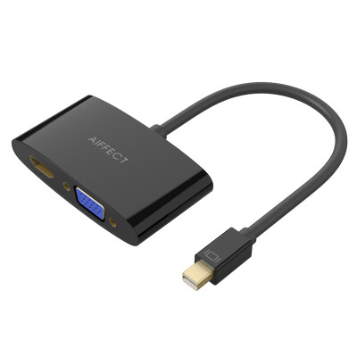 

AIFFECT CTHV41-BR02 Apple Mini Displayport для VGA / HDMI 2-в-1 Конвертер Lightning Interface 4k Mini DP-адаптер Черный