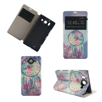 

Pink Dreamcatcher Design PU Leather Flip Cover Wallet Card Holder Case for Microsoft Lumia 950