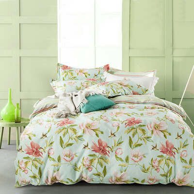 

Ying Xin home textile cotton twill printing double bed four-piece suit for 15 18 m bed love in the bloom blue