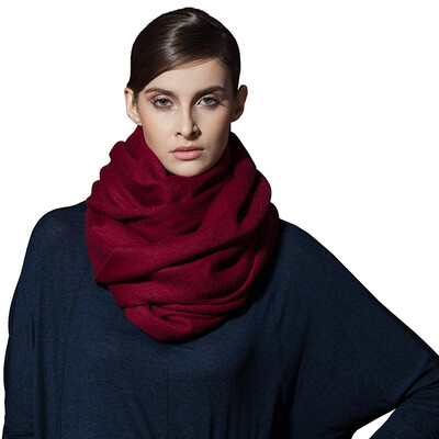 

Initial load TRUE HER cashmere scarf ladies fall winter shawl dual-use warm super thick thick plain collar gift box platinum cashmere series wine red