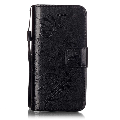 

Black Flower Design PU Leather Flip Cover Wallet Card Holder Case for IPHONE 5C