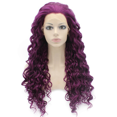 

Iwona Synthetic Hair Lace Front Long Curly Purple Wig
