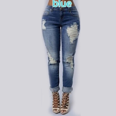 

Fashion Casual Women Brand Vintage High Waist Skinny Denim Jeans Slim Ripped Pencil Jeans Hole Pants Female Sexy Girls Trousers