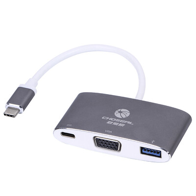 

Akihuo (CHOSEAL) QD6303 USBType-C to USB3.0 Hub RJ45 network as a mobile phone Apple Macbook multi-function converter (black