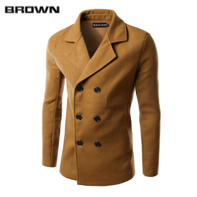 

Winter Windbreaker Men Casual Double breasted Woolen Coat