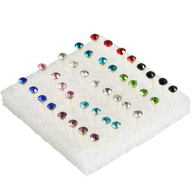 

Fashion 1 Box of 20 Pairs Clear Crystal Ear Studs Earrings Allergy