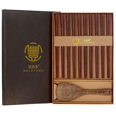 

Darle Fung solid wood chopsticks spoon gift box set without paint red sandalwood chopsticks chicken wings rice rice spoon combination set MS02