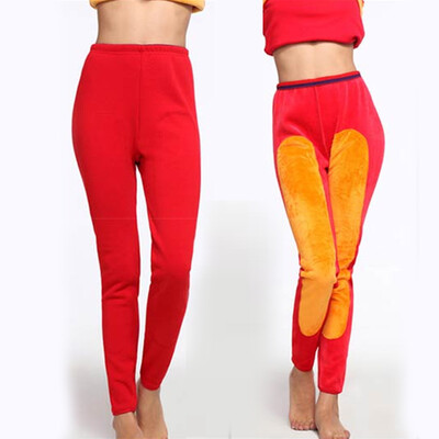 

Antarctic Nanjiren thermal underwear for men&women gold warm velvet warm pants plus velvet thickening plus patch pants 52019 China Red