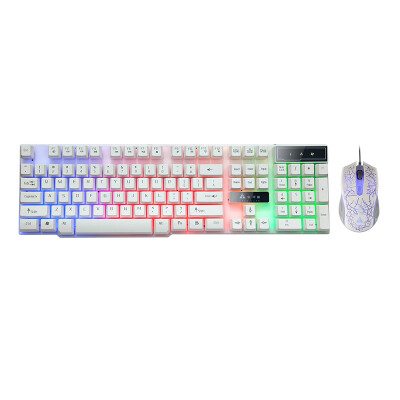 

Golden Field Rainbow Valley Mechanical Handpiece Office / Home / Game Keyboard Mouse Set / Colorful Backlit Eating Chicken Keyboard / Glue With Breathing Light Eating Chicken Mouse White