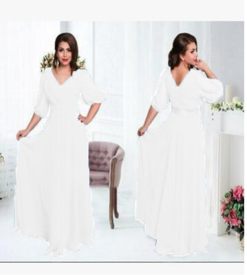 

Women Long Dress Bohemia Deep V Neck Dress Lantern Harf sleeve Party Dress