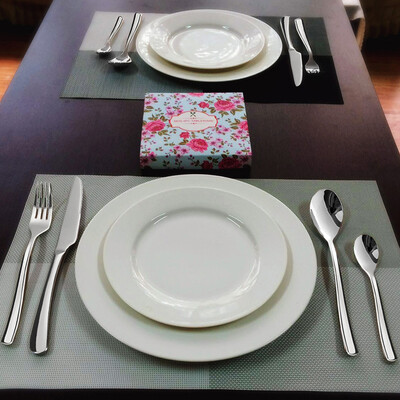 

Sunshine flying song stainless steel tableware knife&fork spoon plate white moonlight series 12 sets of 1536