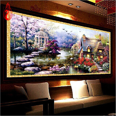 

YGS-32 DIY 5D Diamond Mosaic Landscapes Garden lodge Полные бриллиантовые наборы для вышивки крестиком Алмазы Вышивка Домашнее украшение