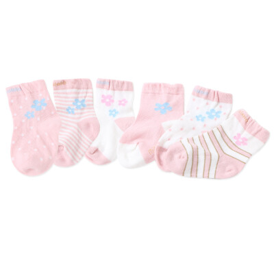 

Mile fish baby baby four seasons cotton flat socks newborn children's cotton socks powder 2-3 years old 6 pairs of equipment