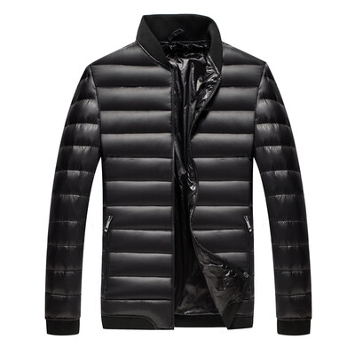 

Antarctic men's down jacket fashion Korean baseball collar 90 white duck down solid color warm down jacket 1902 black 3XL