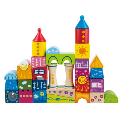 

Hape fruit and vegetable building blocks 120 pieces of wood puzzle early education barrels 1 year old and above E8303