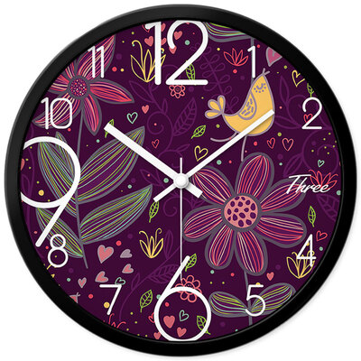 

Momen wall clock living room wall clock mute fashion art 12 inch big wall clock creative abstract painting personality clock quartz clock H6003 black