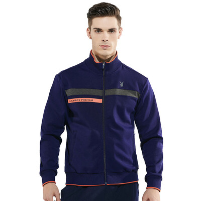 

Playboy (PLAYBOY) HM6513008 Men's Sweater Juvenile Hooded Cardigan Hooded Hooded Jacket Skirt Jacket Satin Blue 3XL