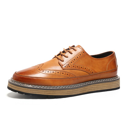 

COSO casual shoes breathable Bullock men&39s shoes leisure retro round shoes British wind thick bottom low to help the board shoes loose tide shoes 5785 brown 39 yards