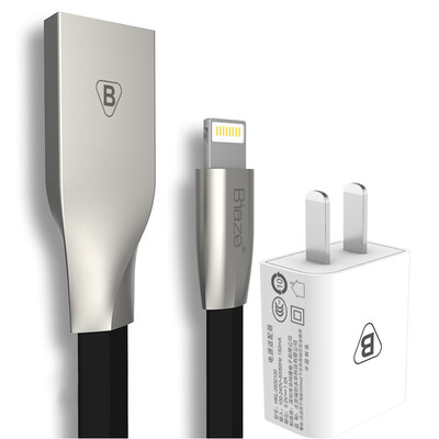 

BIAZE Apple, 7/6 / 5s линия данных Черный Цинк 1,2 м + 5V / 1A телефон зарядное устройство iPhone5 / 6s / 7 Plus / новый IPad Air Mini Kit M1 + K8