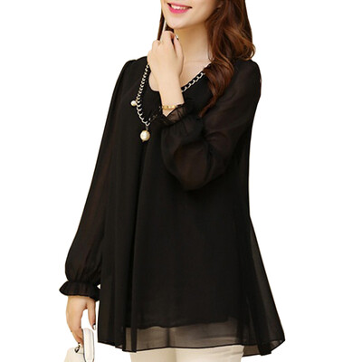 

CT&HF Women Long Sleeves Shirt Women Casual Chiffon Blouse