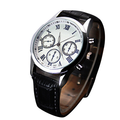 

New Fashion Men's Leather Band Sport Military Quartz Wrist Watch 240128