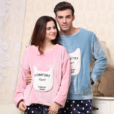 

Nanjiren men&women home pajamas flannel pajamas long sleeve coral cashmere