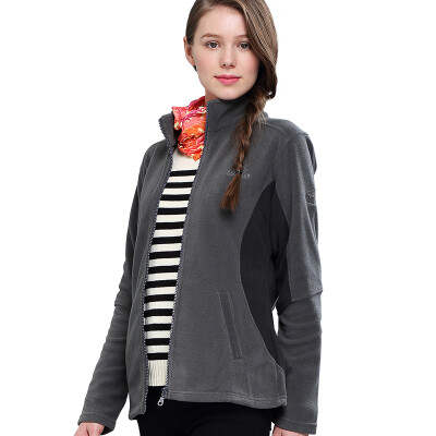 

THE FIRST OUTDOOR Fleece soft shell clothing cardigan thickening warm Jackets liner 6741411 female models dark gray  code