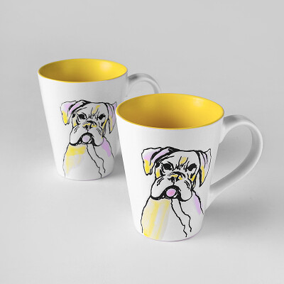 

Root European style mug ceramic milk cup breakfast cup creative coffee cup hand-painted ceramic cup office cup cup two loaded pet dog