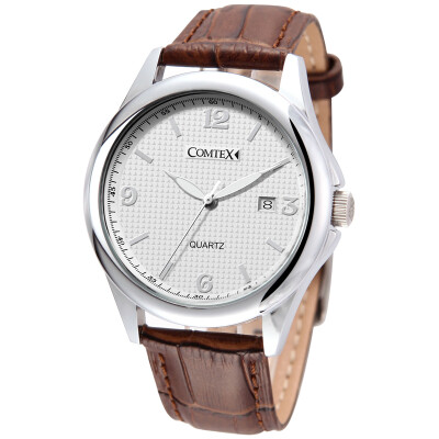 

Comtex New Big Dial watch Men Leather Casual Watch Date Waterproof Calendar relogio masculino Luxury Brand Quartz Watch