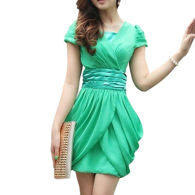 

Women Chiffon Dress Short Sleeves Wedding Party Dress