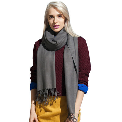 

Arctic cashmere spring&autumn thin paragraph worsted pure cashmere silk silk frame long scarf female large size double sunscreen scarf air conditioning shawl fashion wild 3-C814291-1 gray